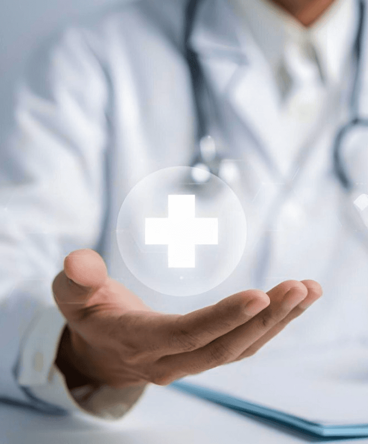 Doctor with medical cross symbol